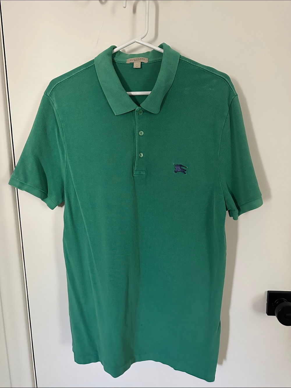 Burberry Emerald Green Men’s Polo Shirt with Embroidered Logo